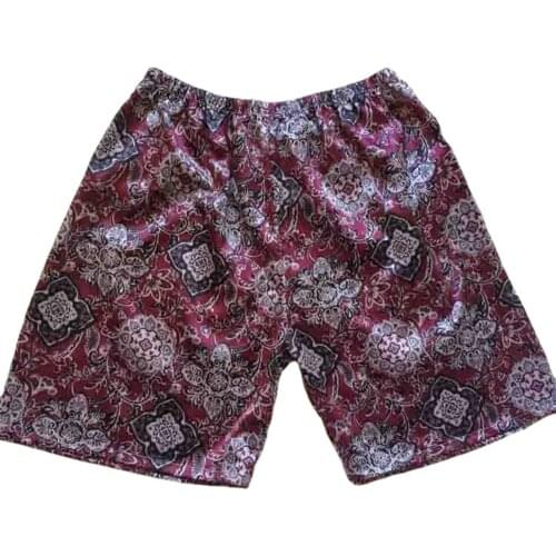 Men Silk Pajama Shorts Loose Boxers Sleepwear For Male Breathable Homewear Robes Shorts Man Nightwear Print Satin Sleep Bottoms