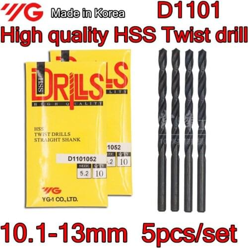 Made in Korea YG-1 D1101 10.1-13mm 5pcs/set High quality HSS Twist drill Free shipping