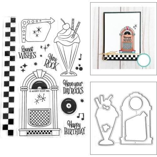2021 New Ice Cream and Gate Musical Note CD Clear Stamp Metal Cutting Dies For DIY Craft Making Greeting Card Scrapbooking Album