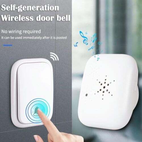 Home House Wireless Doorbell No Battery Required Waterproof Self-Powered Smart Door Bell Home Cordless Ring Dong Calling