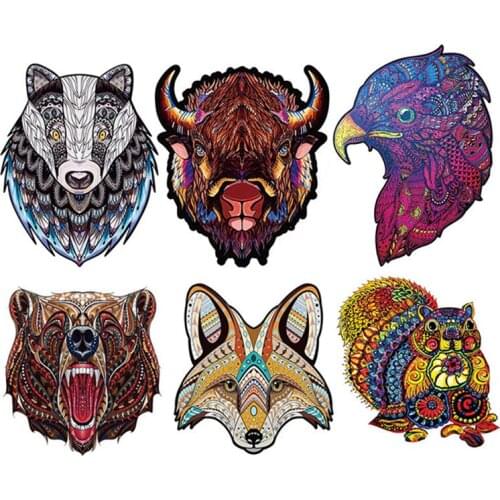 Unique Animals Wooden Puzzles Bear Fox Eagle Wooden Jigsaw Puzzle For Adults Children Educational Toys Puzzles Games DIY Gifts