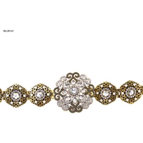 Vintage Lady Carving Metal Waist Chain Handmade Braided Belts Morocco Fashion Antique Gold Color Ethnic Body Jewelry