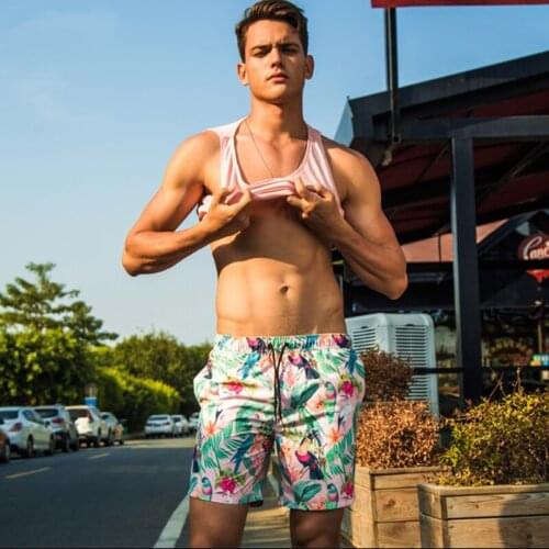 WD871 summer beach surfing shorts swimwear men flower bird printing men swimsuit sunga beach board swim trunk shorts briefs male