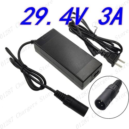29.4V 3A lithium battery charger 7 Series 29.4V 3A charger for 24V battery pack electric bike lithium battery charger XLR Connec