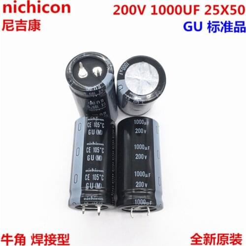2PCS/10PCS 1000uf 200v Nichicon GU 25x50mm 200V1000uF Snap-in PSU Capacitor