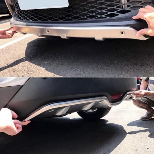 Front + Rear Bumper Skid Protector Guard For Toyota C-HR CHR 2016 - 2018 Exterior Front&Rear Steel Bumper Skid Plate Fender Trim