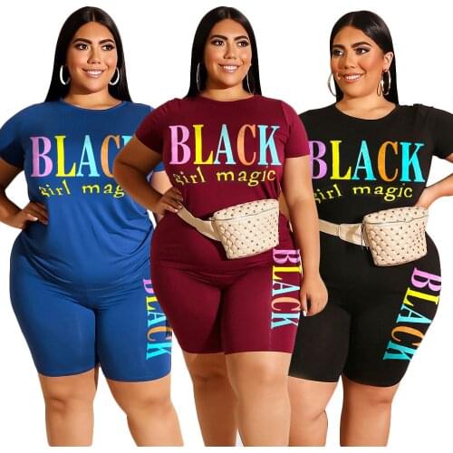 Adogirl Letter Print Plus Size Women Two Piece Set XL-4XL