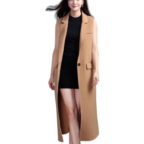 Plus Size 5XL!Women Autumn Wool Blend Vest Waistcoat Lady Office Long Waistcoat Women Coat Sleeveless Jacket