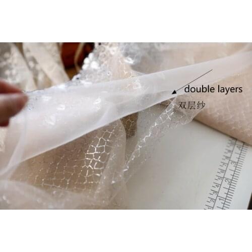 1 Meter Skin Color 2 Layers Polyester Lace Trim High Quality Wedding Lace Fabric Handmade DIY Clothes Accessories 202cm Width