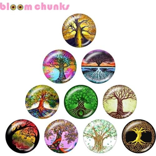 Tree of life 10pcs mixed 12mm/18mm/20mm/25mm Round photo glass cabochon demo flat back Making findings A2740