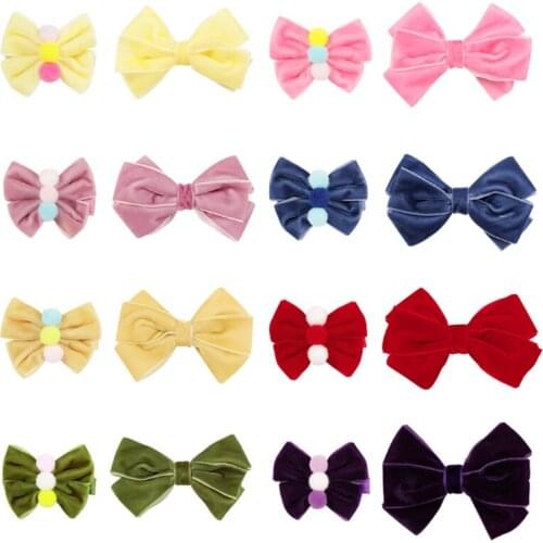 10pcs/Lot 2020 New Velvet Bow Hair Clip Kid Girls Elegant Bow Tie Hairpins Vintage Exquisite Bow Hair Clip Prom Hair Accessories