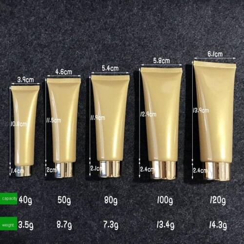 300pcs 40/50/80/100/120ml/g Empty Gold Eye Cream Storage Tube, Cosmetic Soft Hose Containers,Squeeze Skin Care Cream Soft Tube
