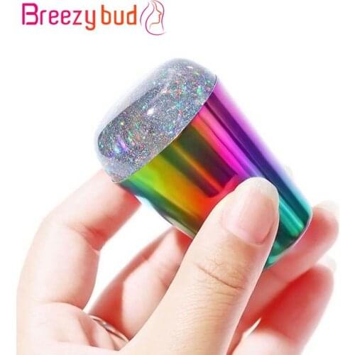 Aurora Handle Nail Seal Stamp Shiny Silicone Nail Stamper for French Tips Nail Polish Print Transfer Stamper Nail Art Template