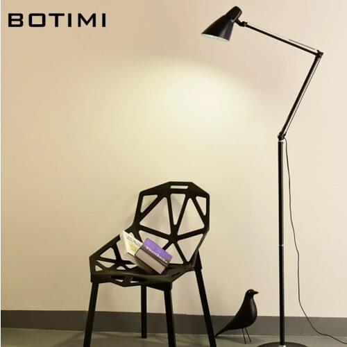 BOTIMI White Folding LED Floor Lamp American Led Standing Light For Office Reading Black Luminaria de mesa
