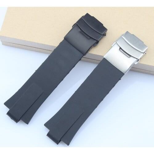 24*11mm Black Silicone Rubber Watchband For Oris AQUIS Watch Strap Tape Waterproof Tape Wrist Bracelet with Deployment Clasp