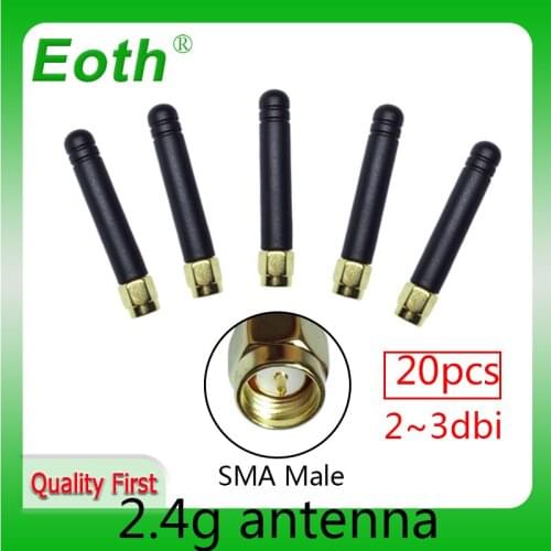 20pcs/lot wholesale 2.4GHz wifi antenna SMA Male connector 2~3dbi wifi antenna 2.4 ghz antenne antena Small size wi fi aerial