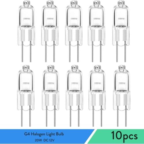 10PCS Super Bright G4 Halogen Light Bulb 20w Halogen Mini G4 12V Warm White Indoor Clear Halogen G4 Halogen Lamps