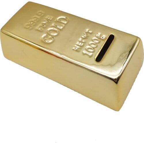 Ceramic Novelty Gold Brick Piggy Bank Coin Money Box Gold Bar Money Bank Home Decor Money Bank for Adults Kids Gift