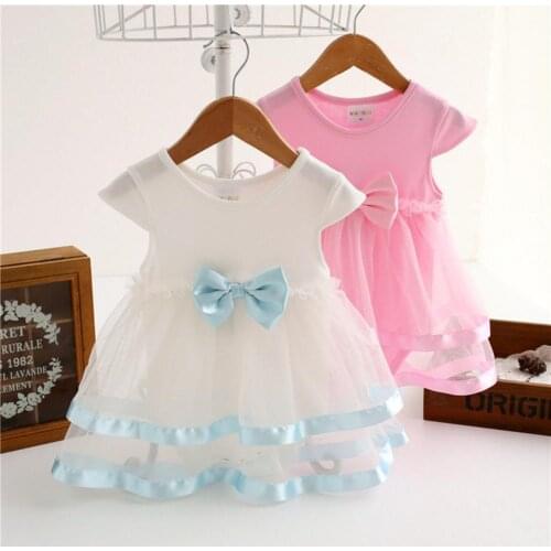 Summer Baby Girl Dress Lovely Net Yarn Splicing Romper 6-24M O-Neck Babe One-Piece Mesh Cotton Dresses Newborn Clothes for Party