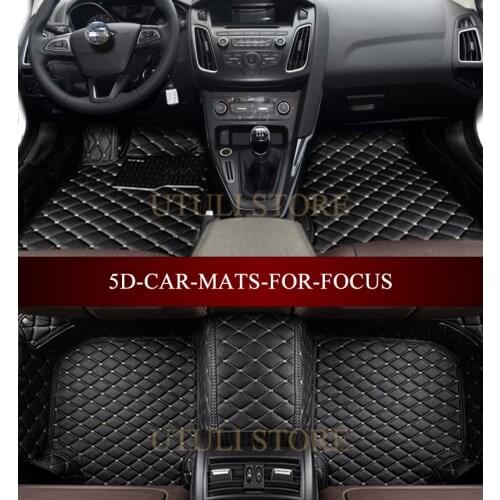 Leather Car floor mats for Ford Focus 4Door/5Door Hatchback/Sedan 5D waterproof custom fit car liners foot mats