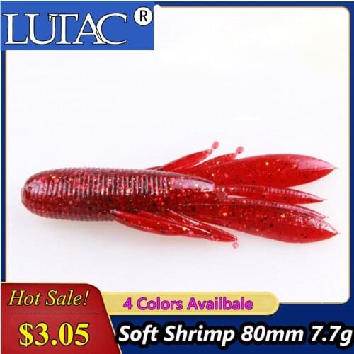 Lutac Soft Shrimp 7.7g Fishing Lures Artificial Prawn Baits 6pcs/Bag Bass Peche Gear