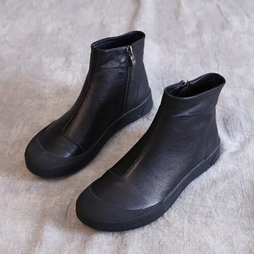 Maggies Walker Women Fashion Genuine Leather Ankle Boots Women Warm Zipper Martin Boots With Plush Casual Boots Size 35-40