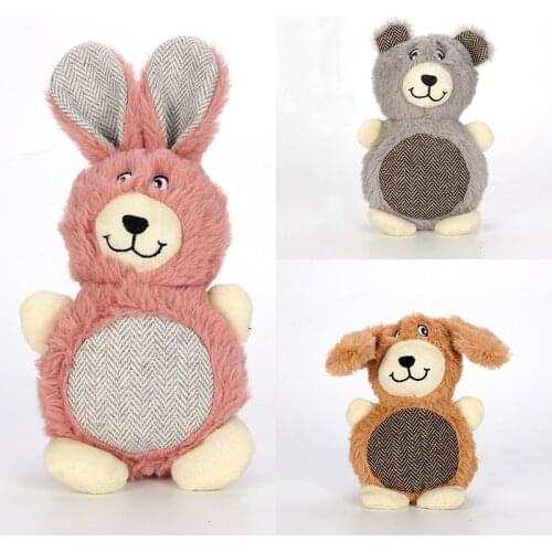 Cute Animals Rabbit Bear Squeaky Puppy Dog Plush Toys for Small Dogs Bite Resistant Pet Chew Toy York Terriver Accessories