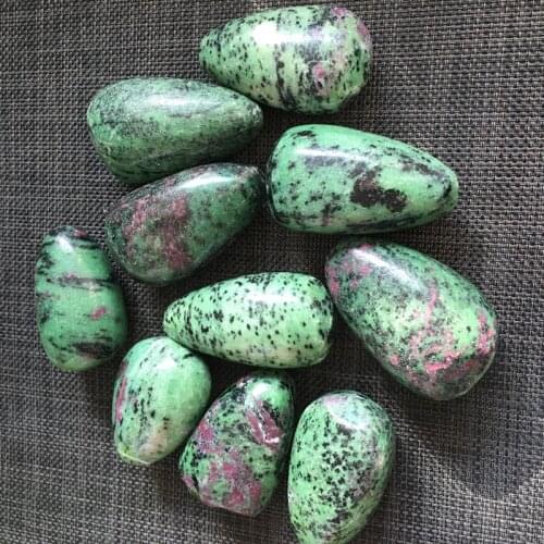 Natural gemstone ruby ziosite crystals palm healing stones for feng shui