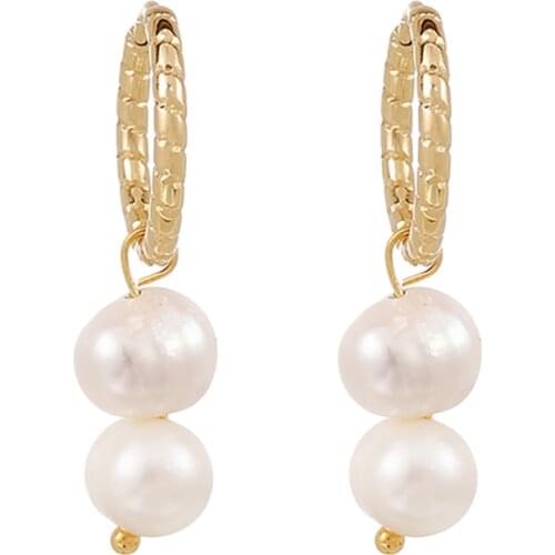 ZHINI 2021 New Autumn Winter Retro Metal Longg Earring for Women Luxury Charming Nature Freshwater Pearls Dangle Earring brincos