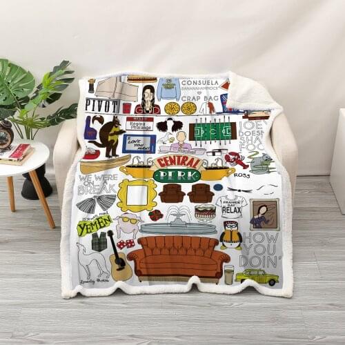 Friends TV Elements Nostalgic Blanket Sherpa Thick Blankets Micro Plush Super Soft Warm as Fluffy Bedspread Couch Cover