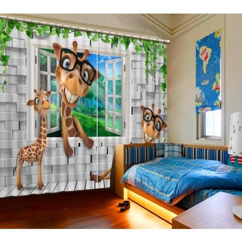 Window 3D Curtain Printing Blockout Polyester Photo Drapes Fabric For Room Bedroom animal curtains