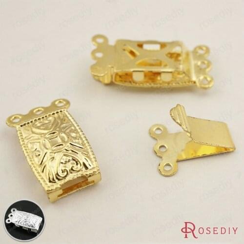 Wholesale 20*10mm Gold color / Silver color Copper 3 Rows Necklace Clasps Diy Jewelry Findings Accessories 20 pieces(JM7714)