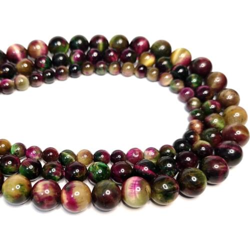 Wholesale Rose Green Tiger Eye Stone Beads Loose Natural Round Spacer Beads For Jewelry Making DIY Bracelet 6 8 10 MM