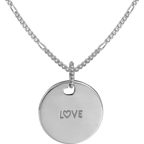 Necklaces &Pendants Silver Love Disc Necklace DIY Sterling-Silver-Jewelry Silver 925 Original Pingente