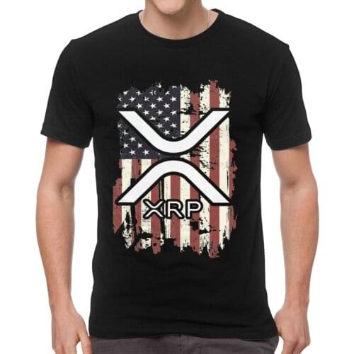Ripple XRP Ripple American Flag Tshirt Men Stylish Tee Tops Cotton T Shirts Short Sleeve Bitcoin Crypto T-shirt Gift Clothing