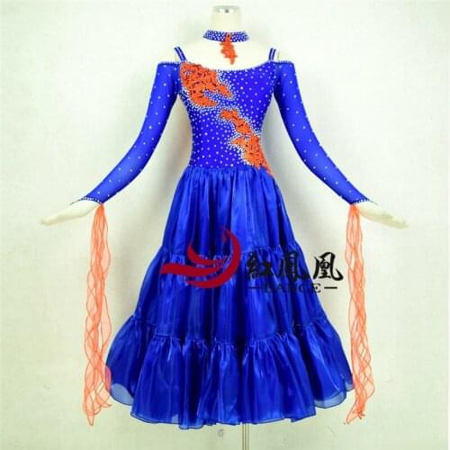 Standard Ballroom Dress Women New Of 2018 Custom Made High-necked Long Sleeved Waltz Ballroom Dance Competition Dresses