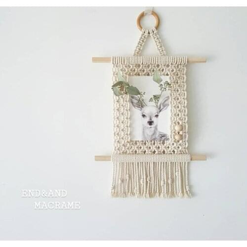 Nordic Style Storage Rack Macrame Wall Hanging Tapestry Swing Shelf Photo Folder