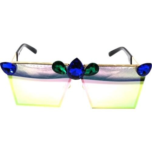 Superstar Artificial Crystal Embellishment Brand Luxury Sunglasses Women Gradient Vintage Rhinestones Sunglasses