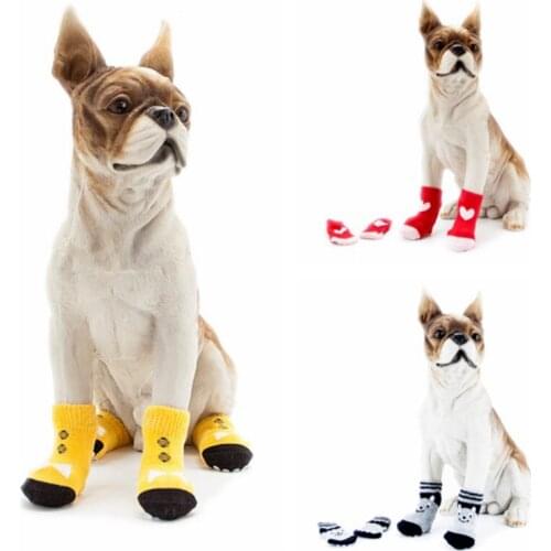 Pet Dog Warm Socks Small Cat Puppy Winter Thicken Warm Anti-Slip Socks Scratch Prevention Paw Protector Dog Socks