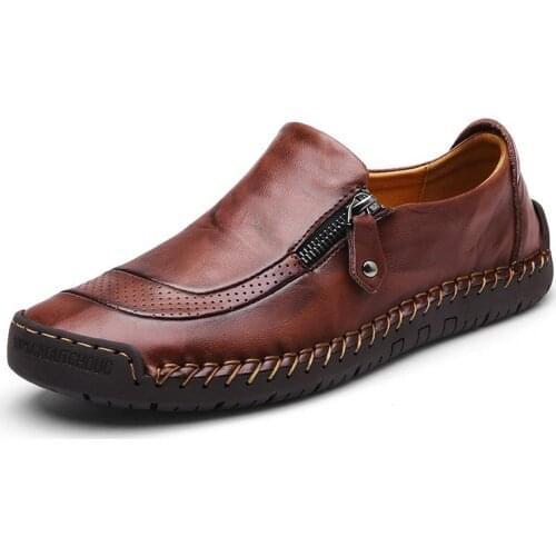 Classic Men Casual Shoes High Quality Leather Men Loafers Flat Spring Autumn Mans Moccasins Shoes Breathable Mens Flats Shoes