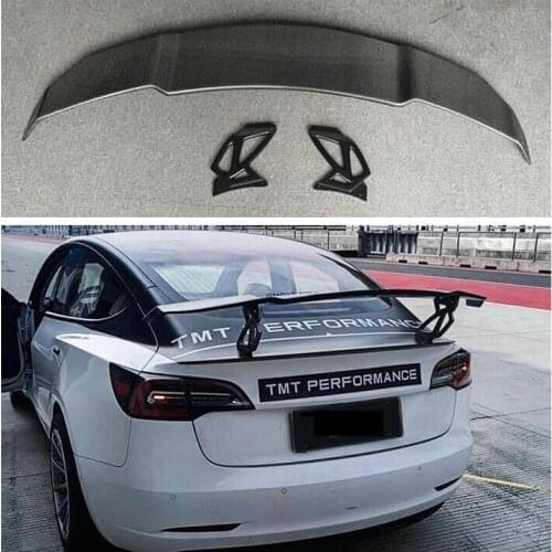 V GT STYLE REAL CARBON FIBER REAR WING TRUNK LIP TAIL SPOILER FOR Tesla Model 3 Model S 2016-2022
