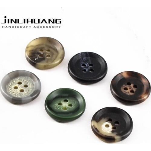 Vintage 4-holes 10pcs Urea Coat Buttons with Textures Round Sewing Sweater Jacket Buttons for Clothing DIY Handmade Accessories