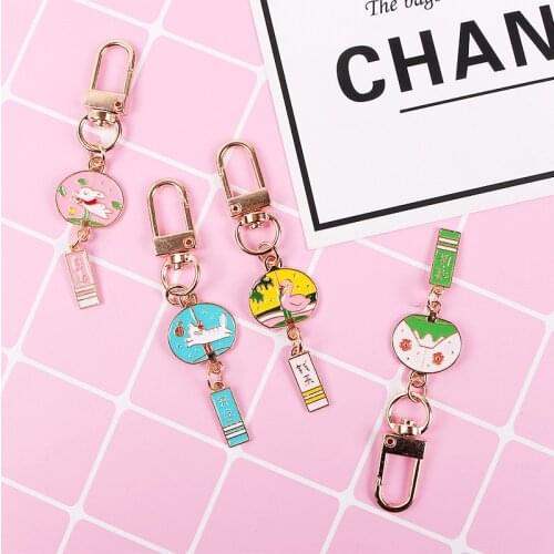 Japan Korean Creative Peach-heart Lovely Bunny Kiten Pretty Jewelry bag charm keychain llaveros pom pom keychain