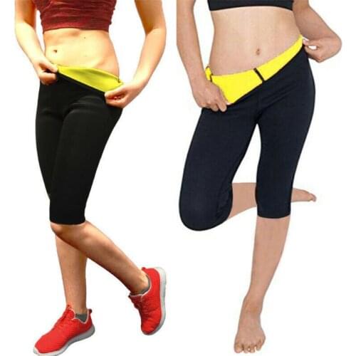 2021 Women Shaper Slimming Pants Sweating High Waist Elastic Sport Exercise Pants Female Fitness Solid Calf-Length Pants