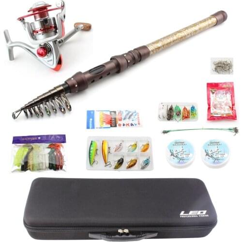 1.8M 2.1M 2.4M 2.7M 3M Telescopic Fishing Rod Combo Full Kit Spinning Reel Pole Set Spinning Rods Fishing Tackle