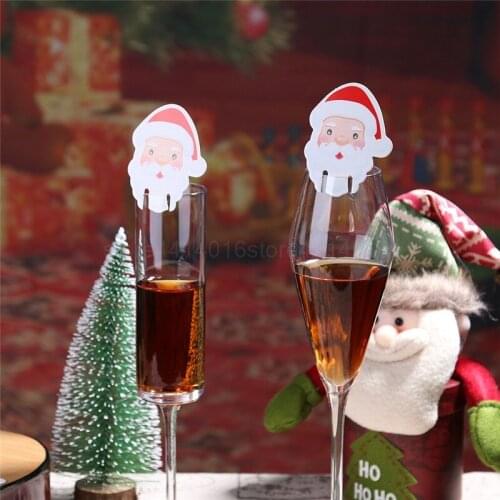 10pcs Christmas Wine Glass Card Christmas Ornament Christmas Decoration Hats for Xmas Home Wedding Party Holiaday Decoration