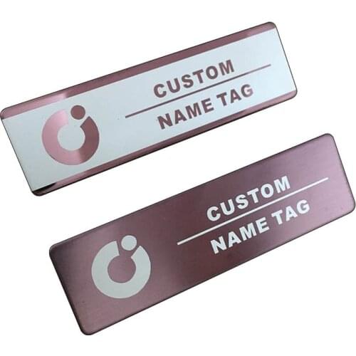10pcs custom laser name tag metal logo personalized staff id tag name badge magnetic