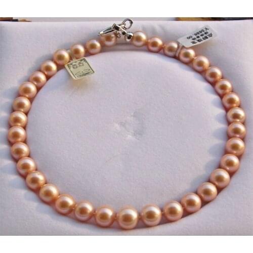 100% Genuine 11-12mm natural pearl necklace round light pink womens nekalce 925 Silver clasp 18inch