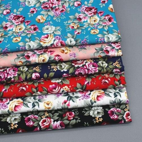145x50cm Pastoral Floral Summer Poplin Cotton Fabric DIY Childrens Wear Cloth Make Bedding Quilt Decoration Home 160-180g/m