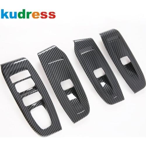 For Subaru Outback 2020 2021 2022 Carbon Fiber Interior Door Widnow Lift Switch Panel Cover Trim Car Accessories 4pcs LHD
